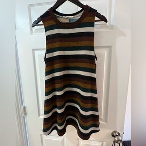 AUDREY 3+1 Mock Neck Striped Sleeveless Swing Shift Dress